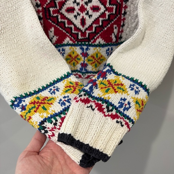 Vintage Midsummer Scandinavian Aztec Lizwear Size Large Hand Knit Sweater - Picture 4 of 5